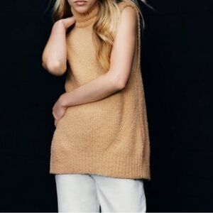 Zara Yellow Open Back TurtleNeck Knit Sweater Sz Small Women